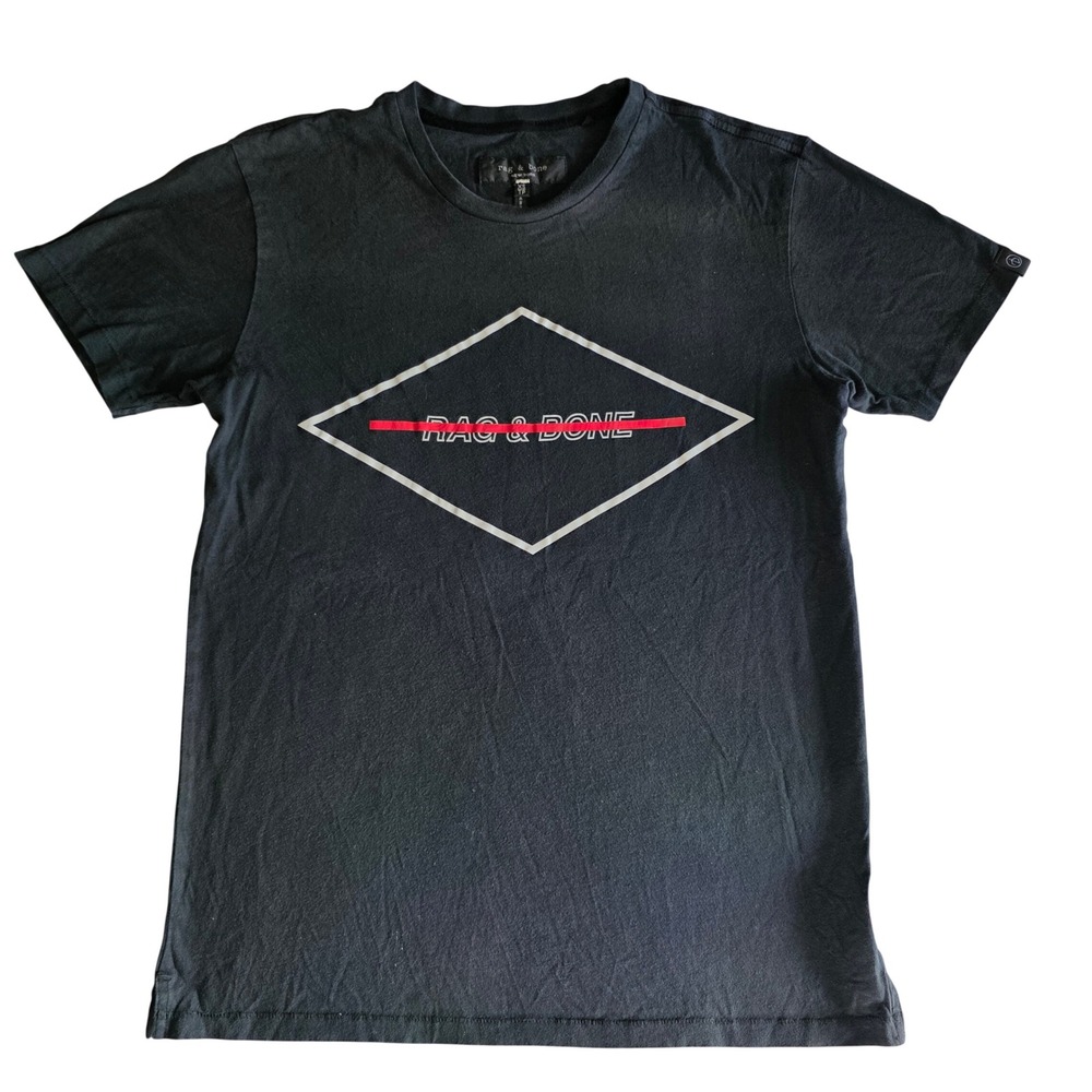 Rag & Bone New York Diamond Graphic T-Shirt Black Mens XS Short Sleeve Tee